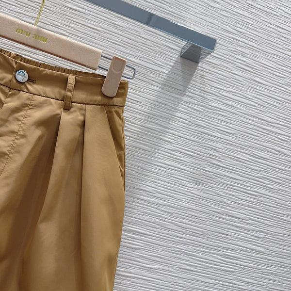 Miu 26s Set Striped Polo Top Short Khahi Brown Cotton 394889
