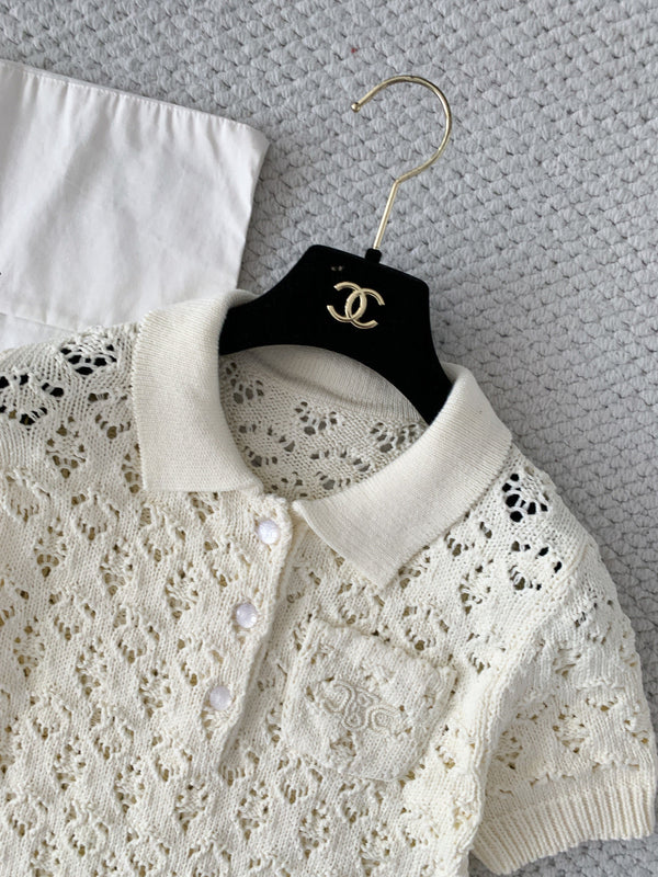 CL Mini Dress Cream Cotton Pointelle 380653