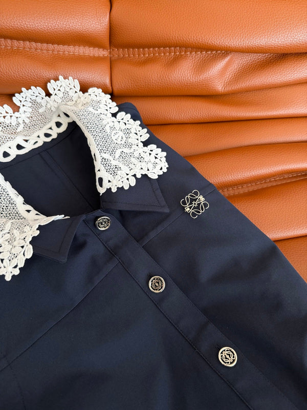 Loew 26s Navy Blue Dress Lace Cotton Polyester 380017