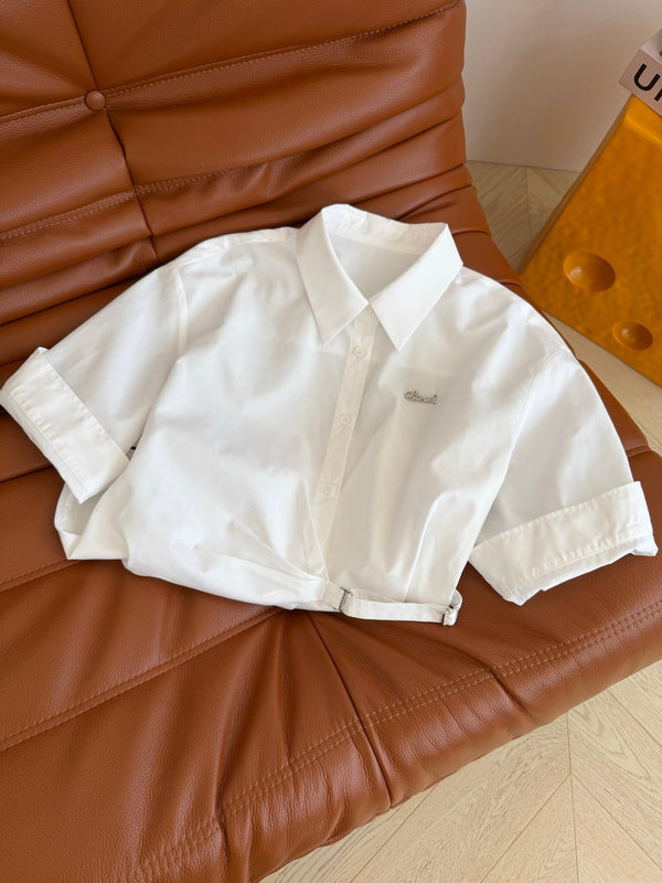 CC 26s Button-Down Waist Shirt White Cotton 384872