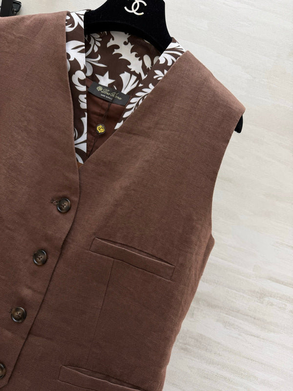 LP 26s Vest Brown Linen 398875