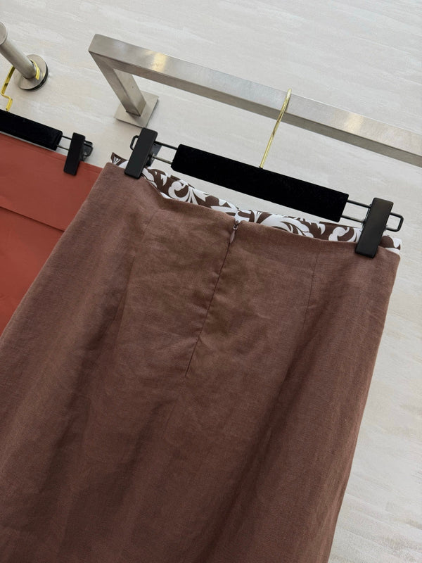 LP 26s Midi Skirt Brown Linen 398881