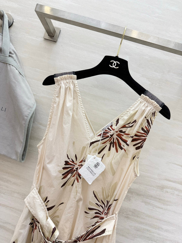 BC 26s Floral Midi Dress Cream Cotton 398870