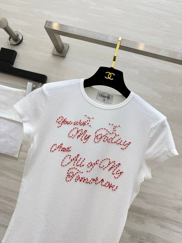 CC 26s Set Hand-beaded Letter Short T-Shirt 398841