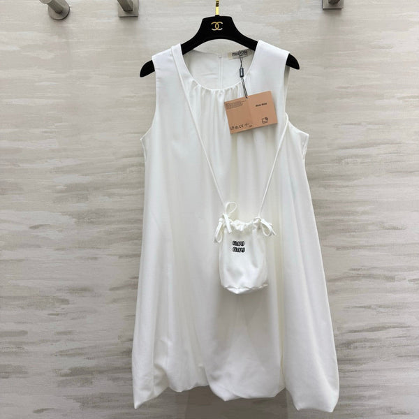 Miu 26s Sleeveless Dress White Denim 398804