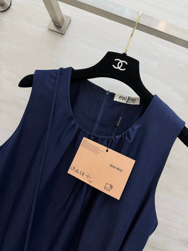 Miu 26s Sleeveless Dress Deep Blue Denim 398806