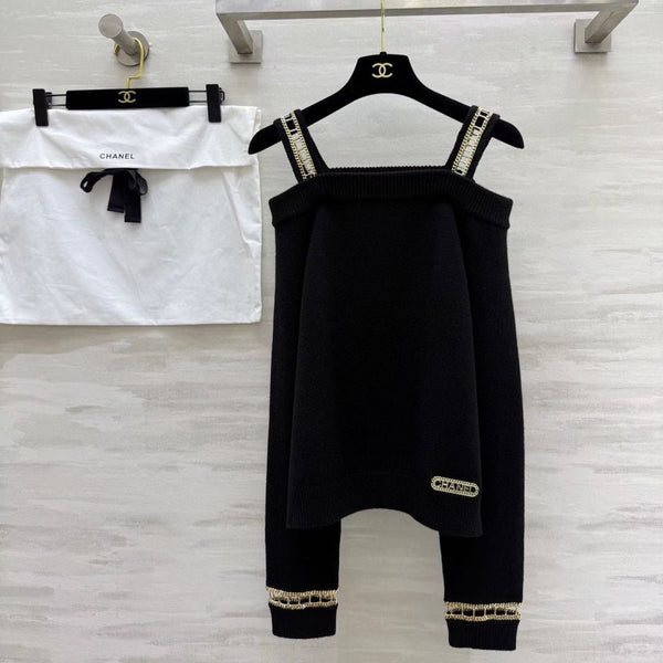 CC 26s Chain Strap Knit Top Black Knitwear 414120