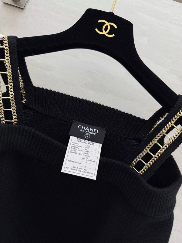 CC 26s Chain Strap Knit Top Black Knitwear 414120