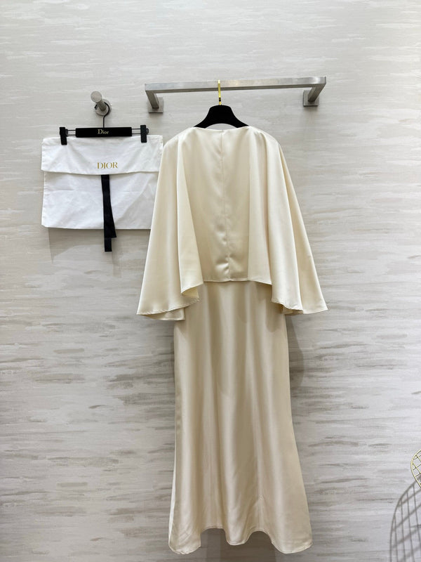 CD 26S Silk Satin V-Neck Cape Dress 428204