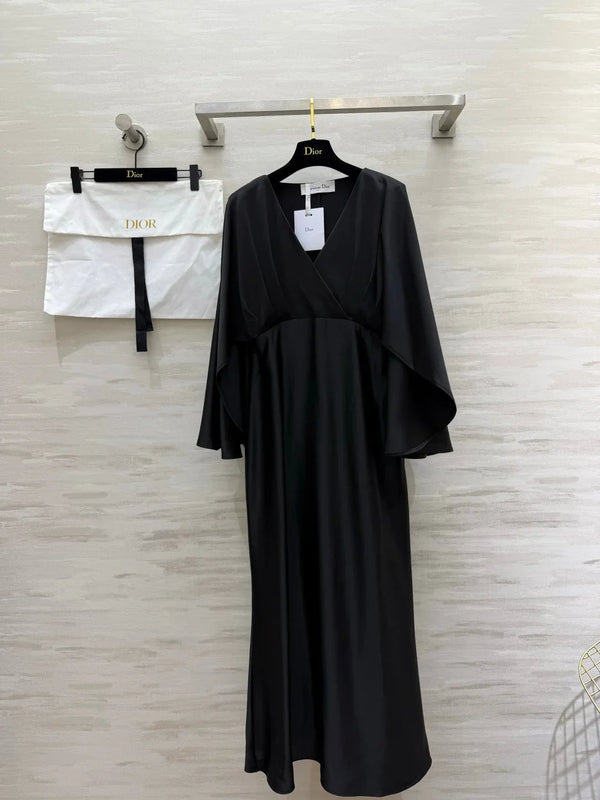CD 26S Silk Satin V-Neck Cape Dress 428204