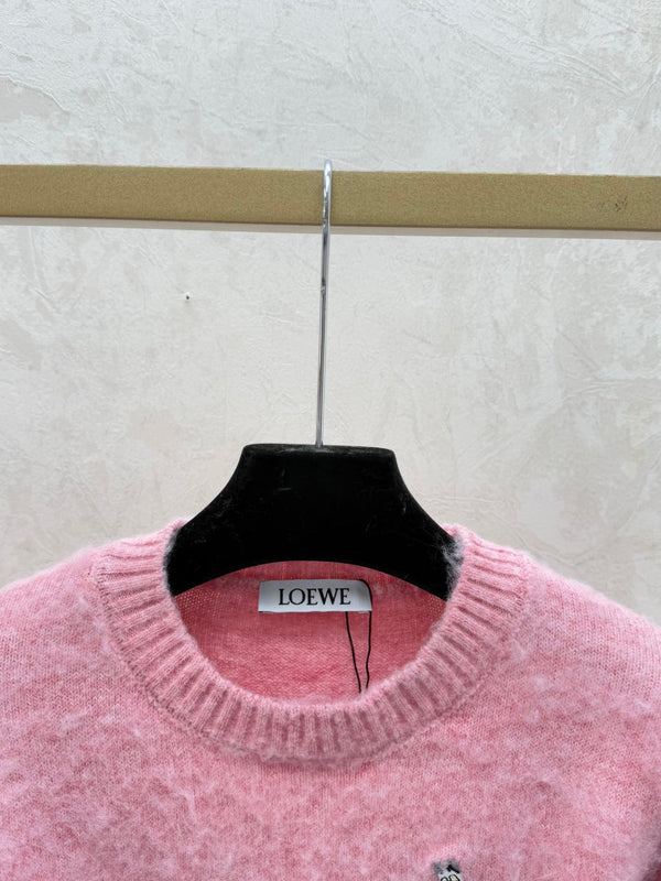 Loewe 2025 Round Neck Embroidered Logo Sweater Wool