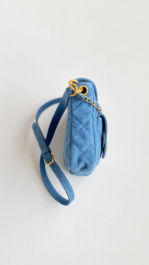 CC Small Postman Hobo 25 Light Blue Denim