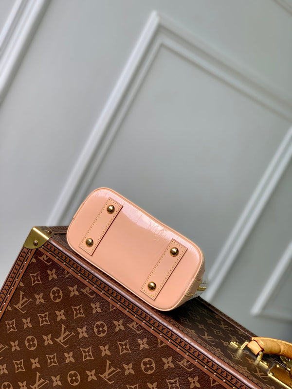 LV Alma Monogram Bag 19.5cm White Beige Leather Canvas 337567