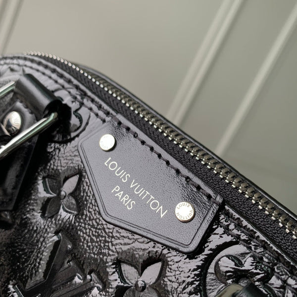 LV 2025 Alma BB Bag 22cm Black Silver Patent Leather 347371