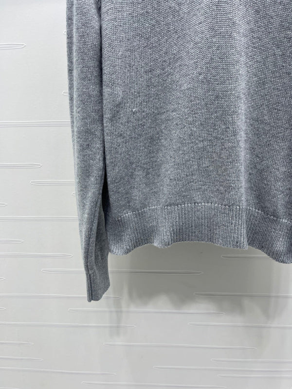 CC 26s Crew Neck Color-Blocked Faux Two-Piece Sweater Cashemere 344154