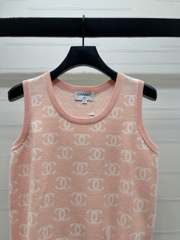 CC 26sJacquard Knit Vest Pink Wool 344122