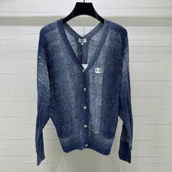 CC 2026 V-neck Long-sleeved Cardigan Blue Viscose Tencel 773798