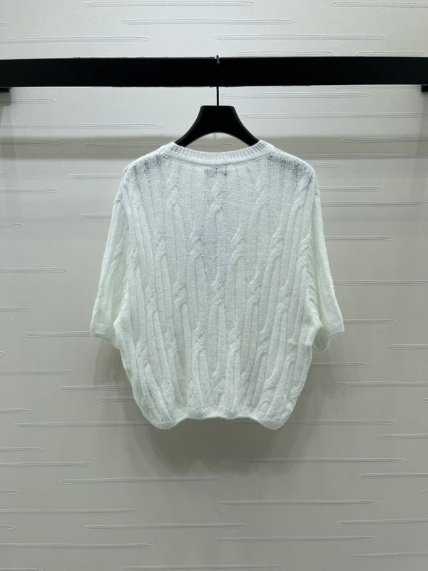 CC 26s Cable Knit Short-Sleeve T-Shirt Wool 422033