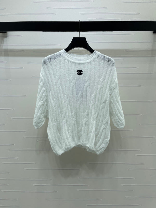 CC 26s Cable Knit Short-Sleeve T-Shirt Wool 422033