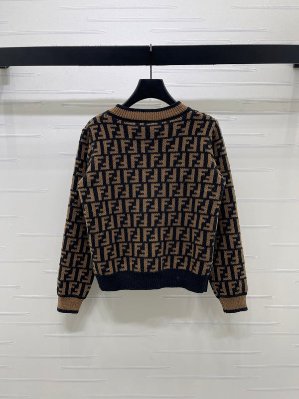 FF 26s Jacquard Crew Neck Knit Cardigan 423890