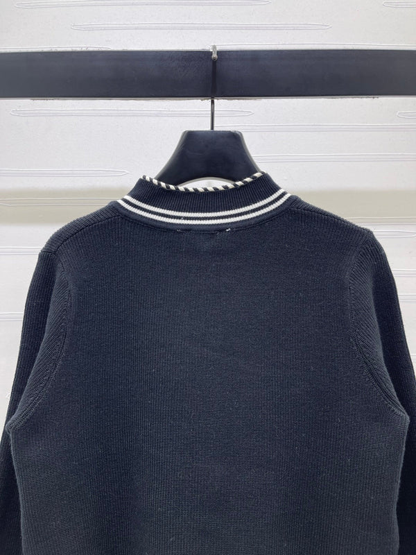 CC 26s Small Stand Collar Knit Long Sleeve Cardigan Wool 423886