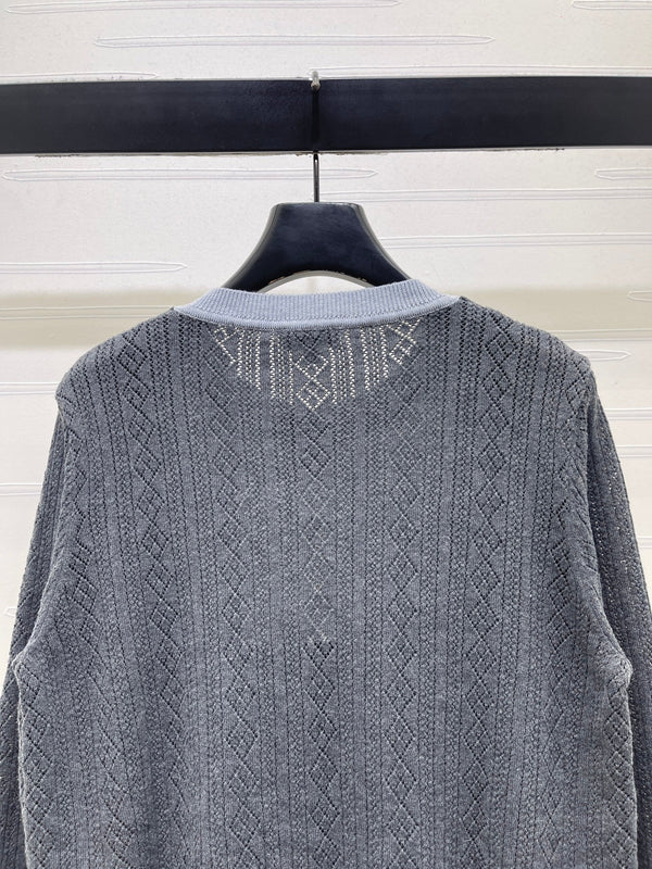 CC 26s Faux Two-Piece Knitted Crew Neck Cardigan Wool 423882