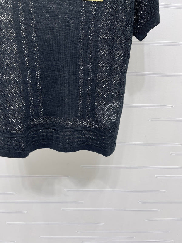 Miu 26s Knit Short-Sleeved Top Black Viscose 423895