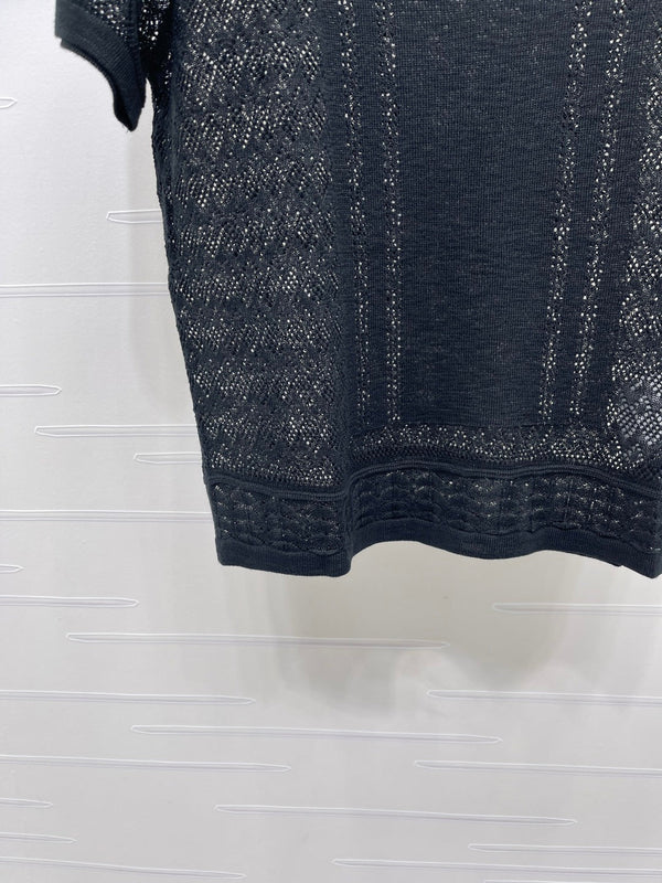 Miu 26s Knit Short-Sleeved Top Black Viscose 423895