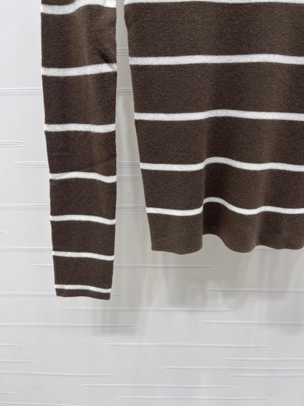 CL 26s High-Neck Striped Knit Long Sleeve Tencel 423875