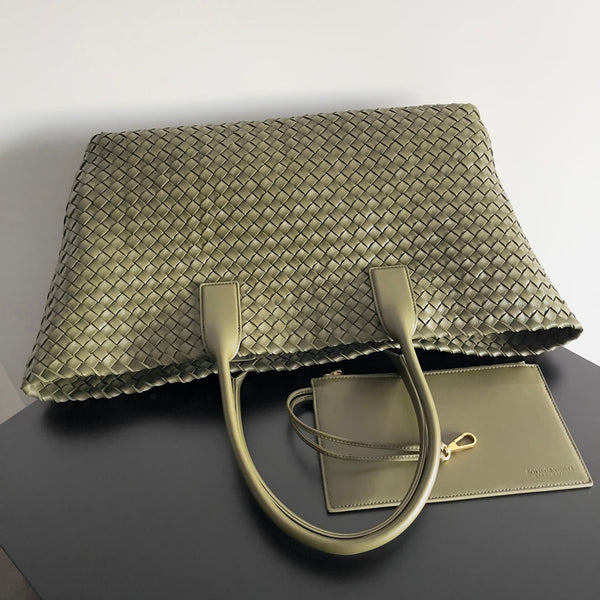 BV Large Cabat Bag 51cm Army Green Leather GHW