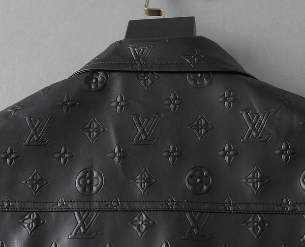 LV SHIRT JACKET IN BLACK CALFSKIN EMBOSSED LOGO 238988