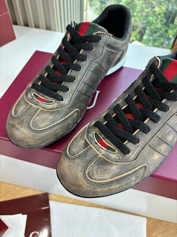 Gucci Shift Damensneaker Varianten Schwarzes Vintage Grey Brown Leder 506843