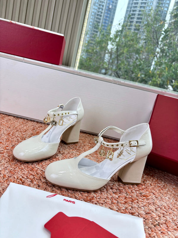 Très Vivier Mary Jane Pumps 8.5 cm White Patent Leather