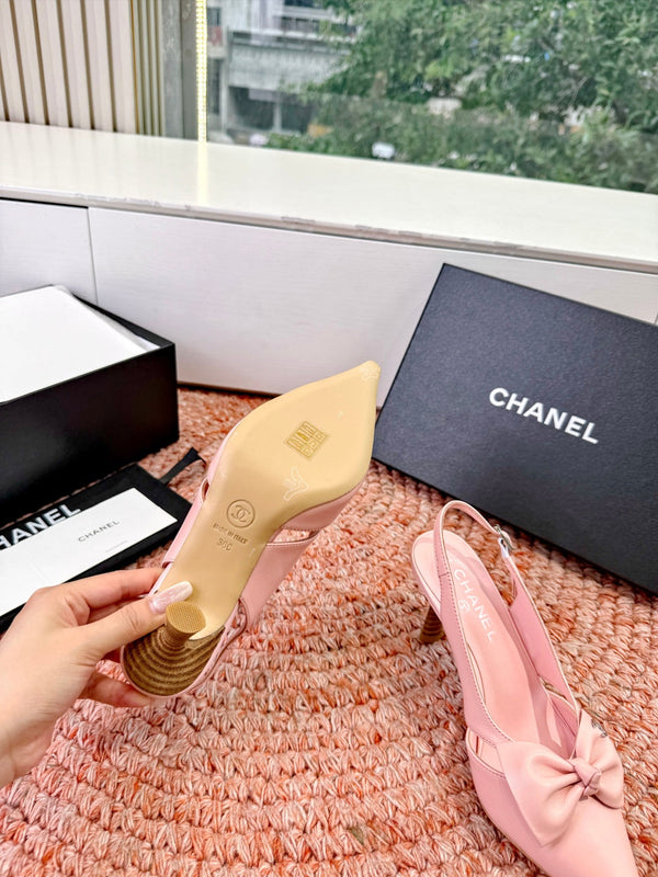 CC 26s Bow Heels Slingback Pink Sheepskin 703666