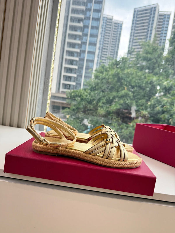 VLTN Espadrille Sandals Gold Leather 933612