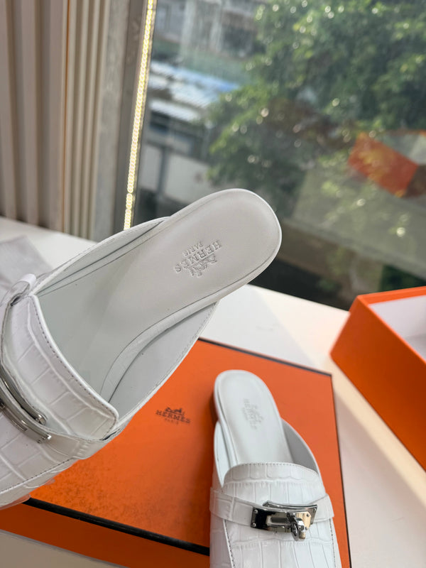 HM 26s Destin Mule White Crocodile Leather 967710