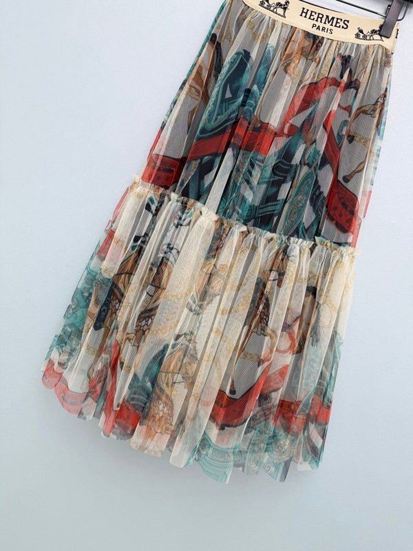 HM 26s Cake Skirt Ivory Colorful Mesh 367055