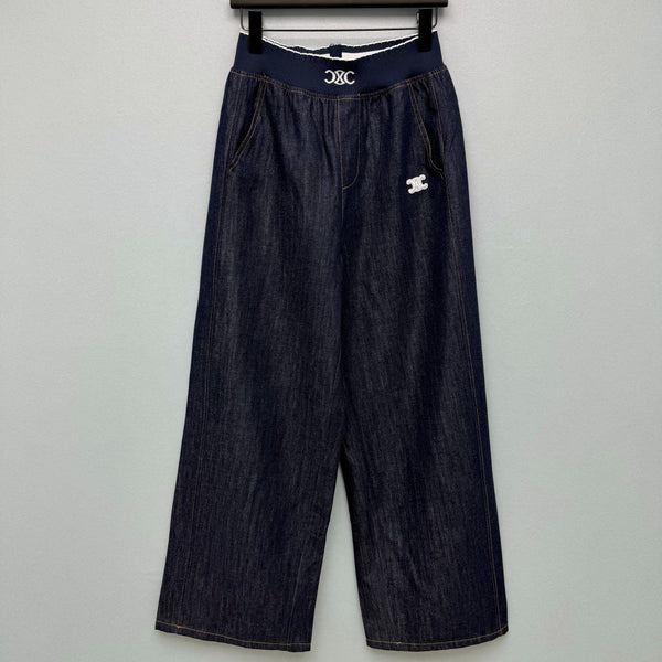 CL 26s Waist Wide-Leg Jeans Dark Blue Denim 399309