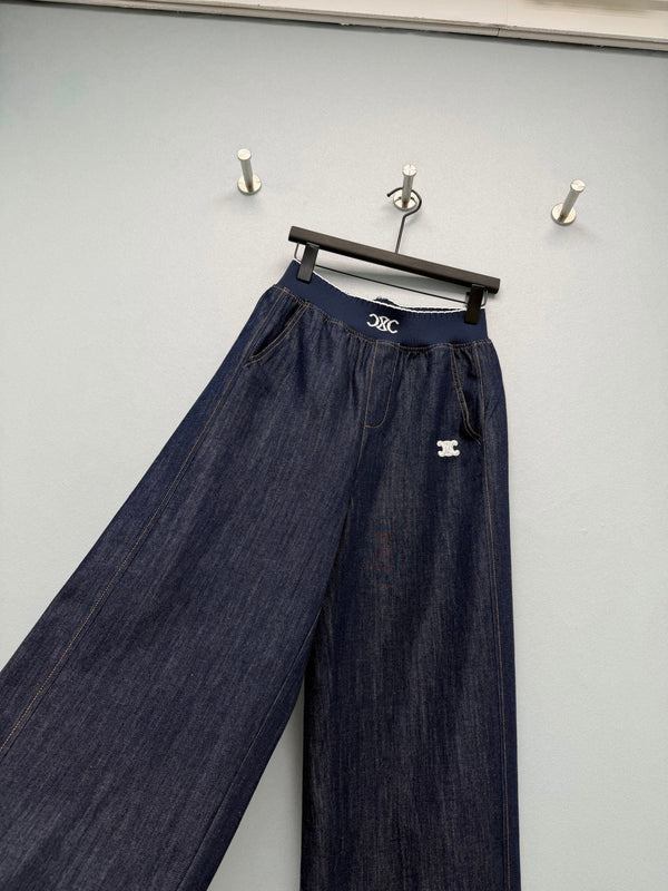 CL 26s Waist Wide-Leg Jeans Dark Blue Denim 399309