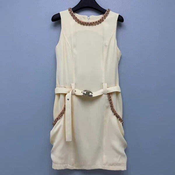 CC 2026 Sleeveless Dress Cream Brown Cotton 400298