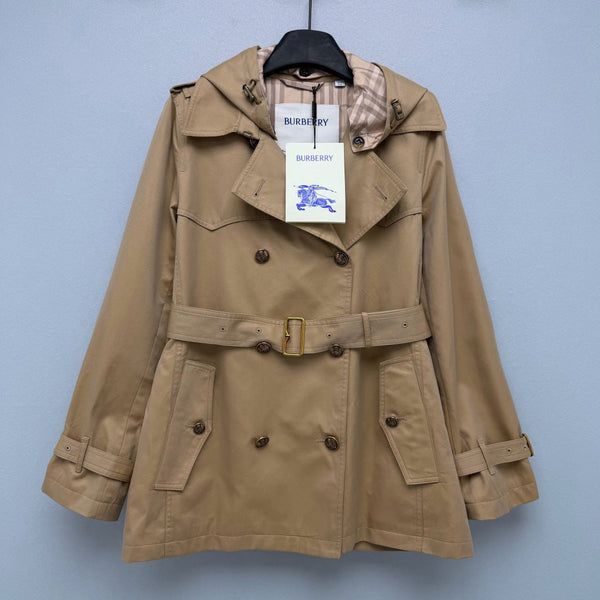 BRR Short Tropical Gabardine Foxfield Trench Coat Beige Cotton Polyester
