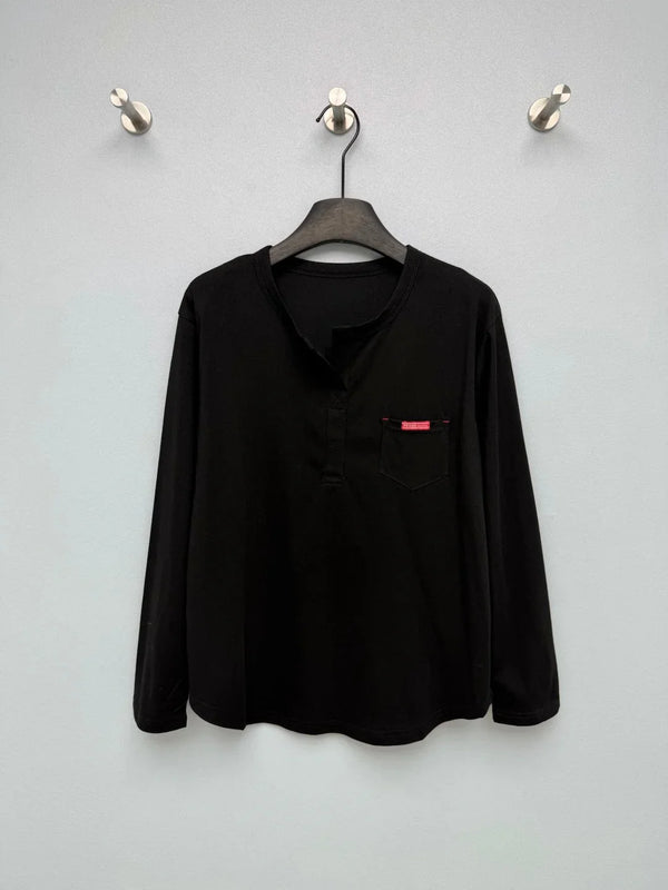 Prad 26s Half-Button Henley Collar Long-Sleeve Top Cotton 425190
