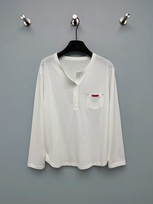 Prad 26s Half-Button Henley Collar Long-Sleeve Top Cotton 425190