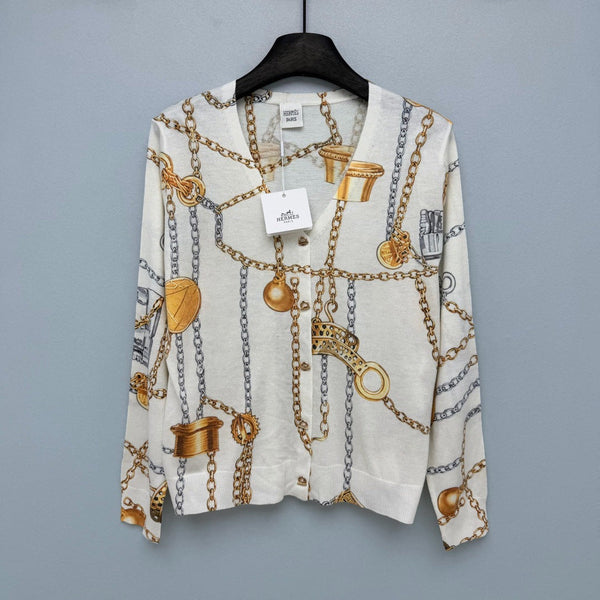 HM 26s Equestrian-Style Thin Knit Cardigan Wool 425156
