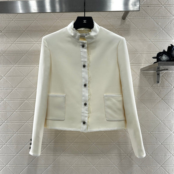 CD 25 Floral Embroidered Lapel Blazer Wool And Silk