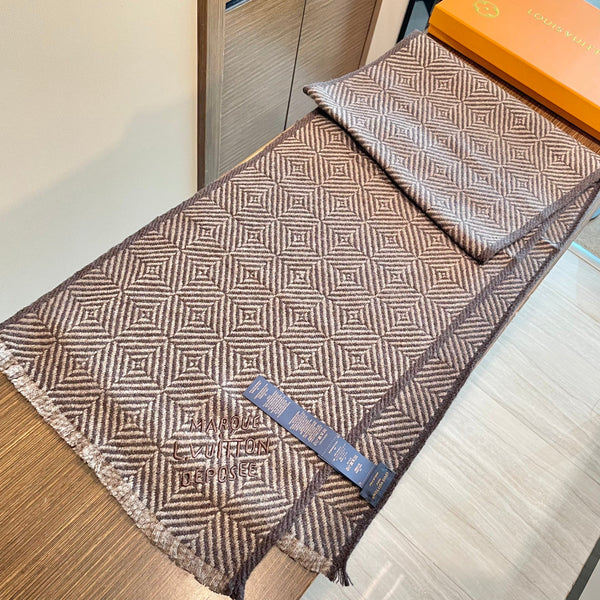 LV Exclusive Scarf 200cm Brown Cashmere 976321
