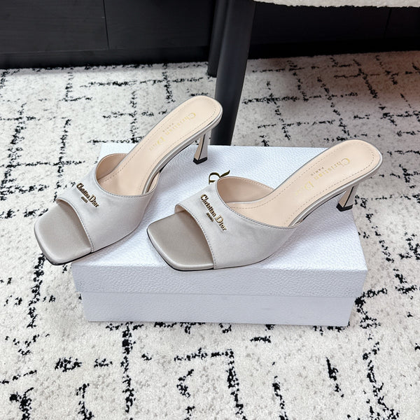 CD Square-Toed Sandal Grey Satin 617521