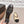 CC 26s Round-Toe Open-Back Flats Black Beige Fabric Leather 613255