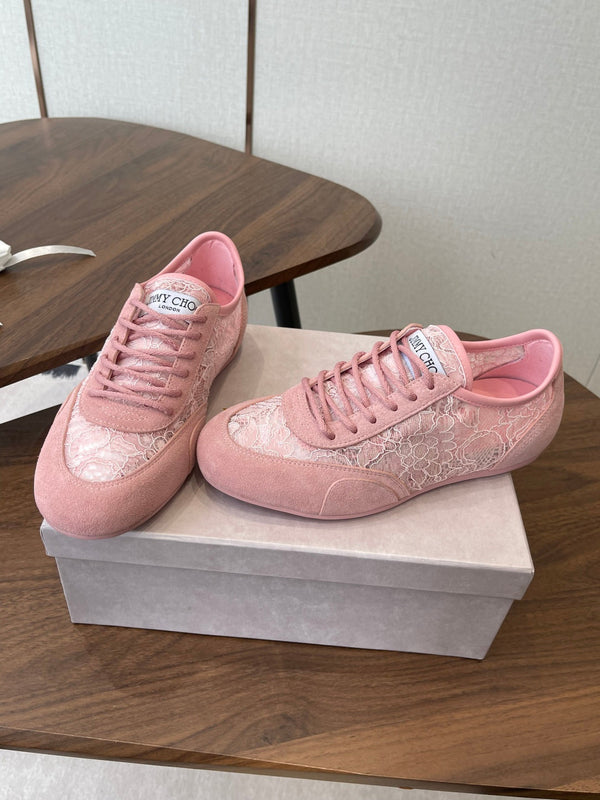Jimmy Choo Sunny F Sneaker Pink Lace Leather