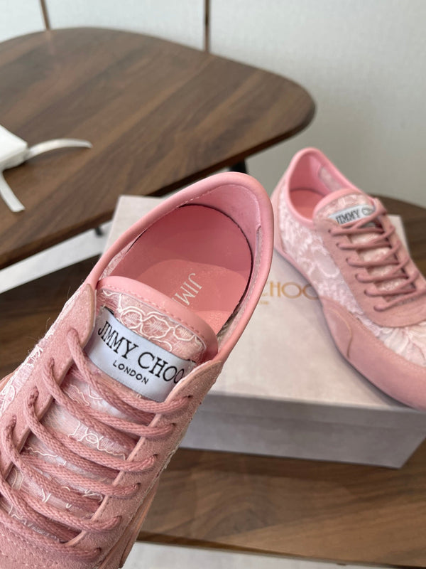 Jimmy Choo Sunny F Sneaker Pink Lace Leather